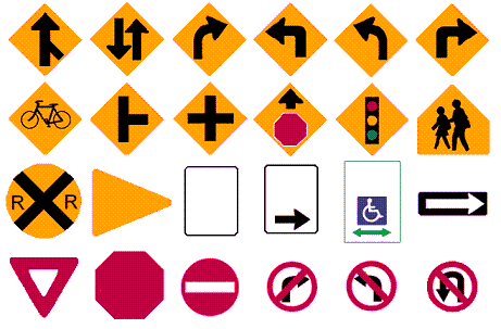 Road signs for drivers license renewal